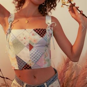 Dolls Kill x Holly Hobbie Stitched with Love Patchwork crop top